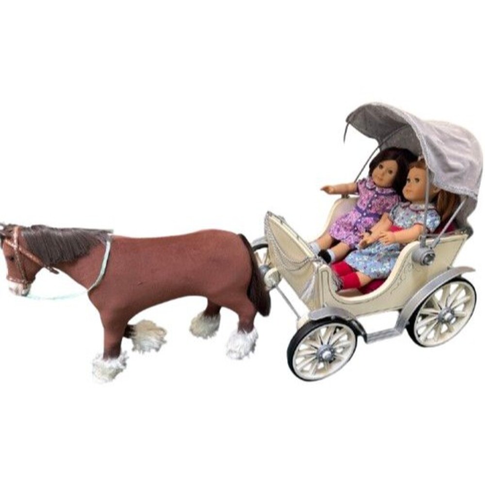 American Girl Doll Pretty City Carriage & Clydesdale Horse Gray Vintage Style
